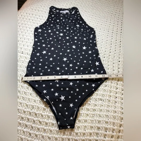 Gaze Star Print Sleeveless Bodysuit XS | Black & White | Snap Closure - Picture 7 of 11